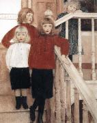 Fernand Khnopff Portrait of the Children of Louis Neve oil painting artist